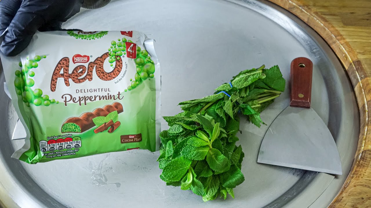 ASMR - Aero Mint Ice cream Rolls | Oddly Satisfying Tapping And Scratching ASMR With Aero Mint