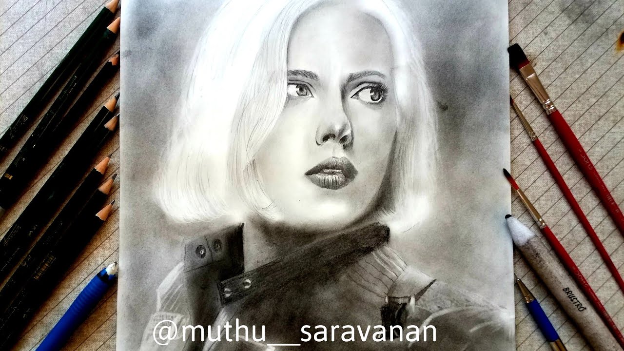 Drawing of Scarlett Johansson | Black widow by MUTHUSARAVANAN