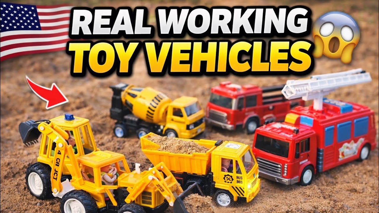 “Real Working Toy Trucks in Sand 😱 | Construction Toys for Kids” Usa 🇺🇸 