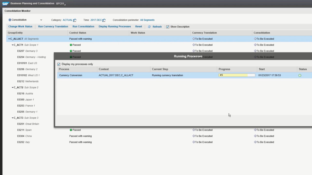Demo: Consolidation with SAP BPC
