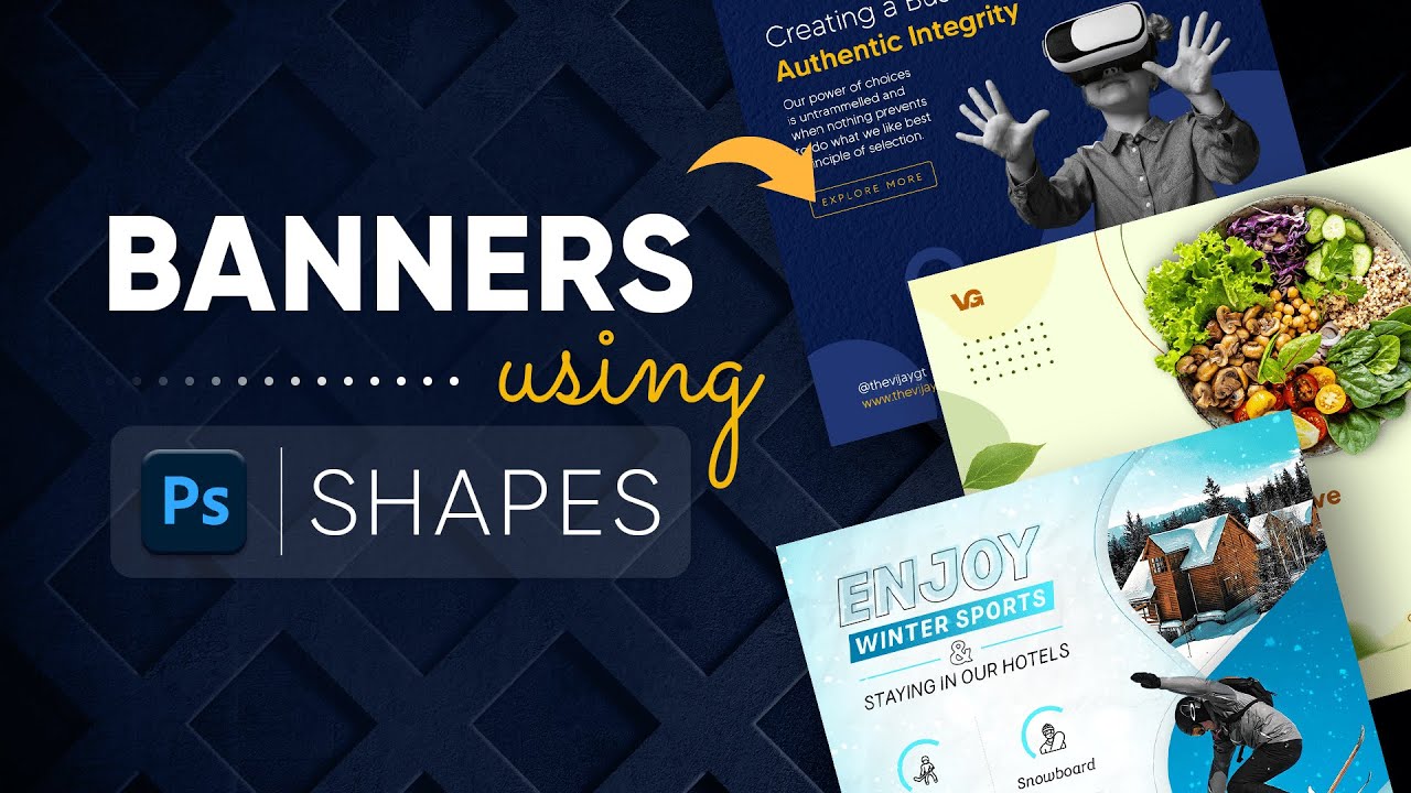 Designing Banners Using SHAPES in Photoshop | in Hindi | 2022