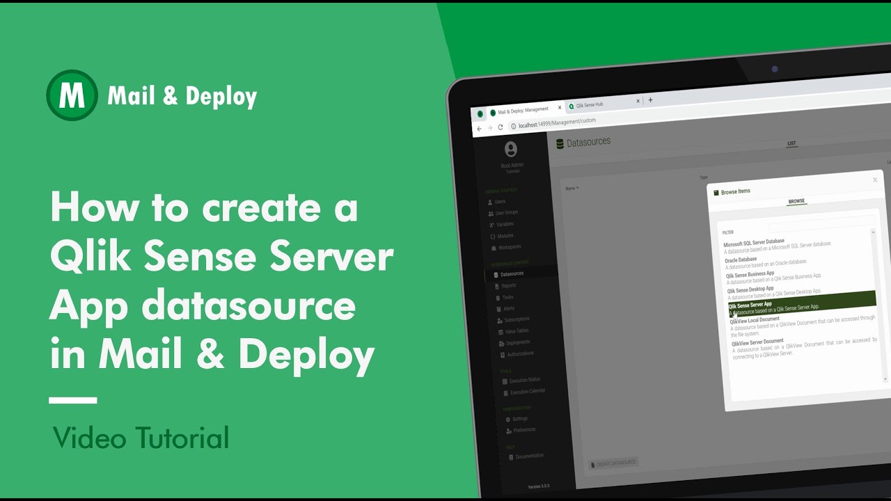 Video Tutorials I How to create a Qlik Sense Server App datasource in Mail & Deploy