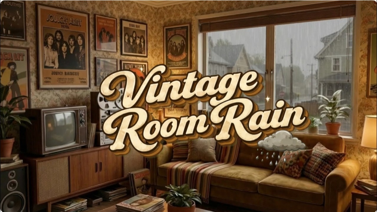 1980s Vintage Living Room in Heavy Rain 🌧️ Cozy Retro ASMR for Sleep & Relax (10 Hours)