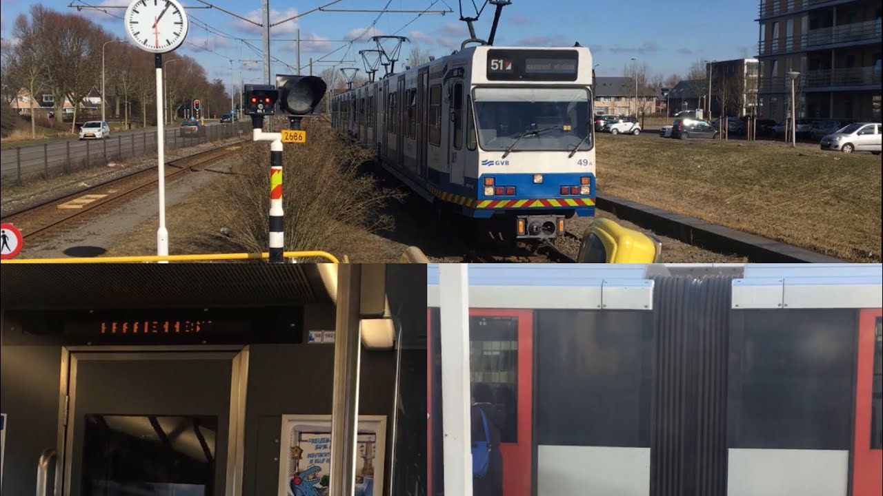 Ritten in de Amsterdamse Metro: Metro 51,50 en 53 Amstelveen Westwijk - Station Zuid - Gaasperplas