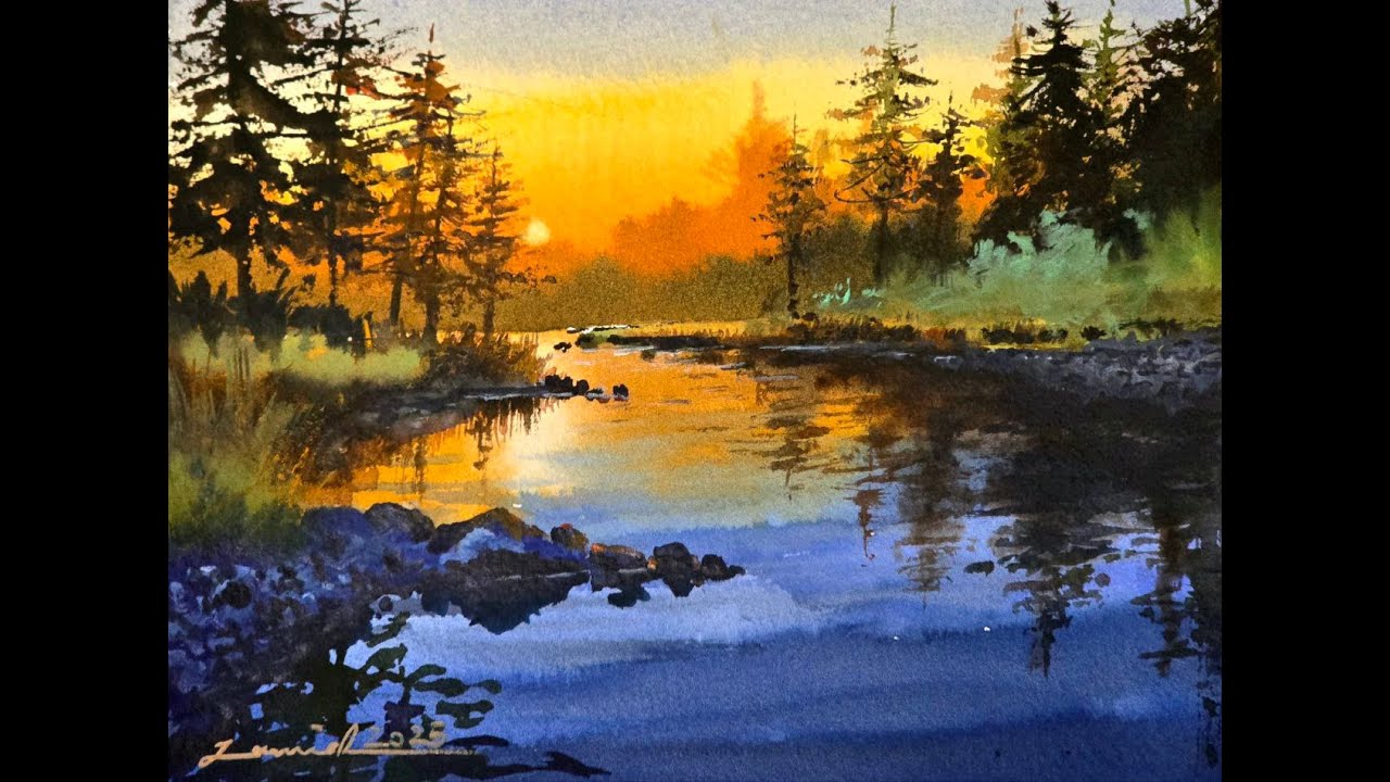 "One Simple Watercolor Trick to Paint Glowing Sunsets