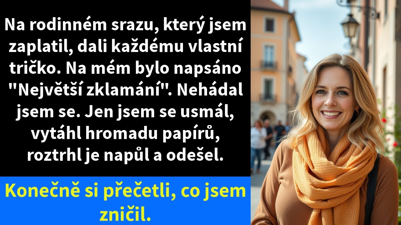 Na rodinném srazu, který jsem zaplatil, dali každému vlastní tričko.