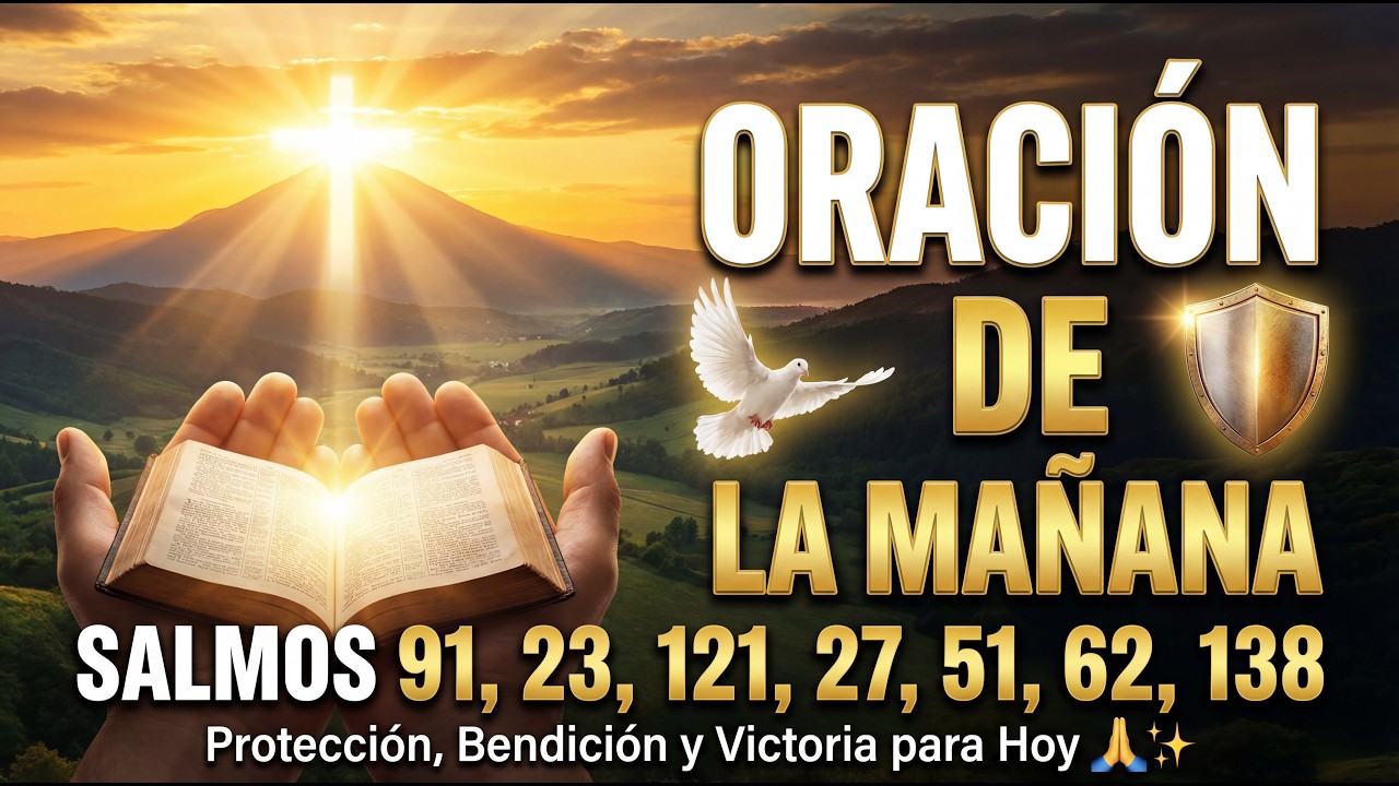 ORACIÓN DE LA MAÑANA con los SALMOS 91, 23, 121, 27, 51, 62 y 138 🙏 Protección, Bendición para Hoy ✨