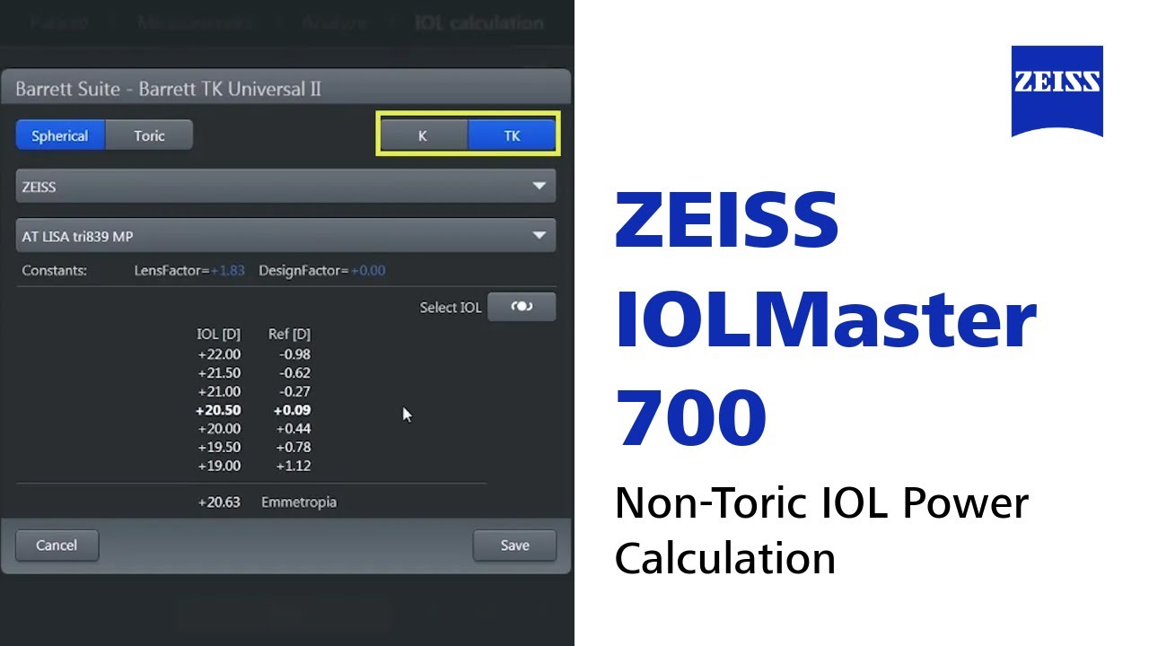 ZEISS IOLMaster 700 — Учебное пособие — Расчет силы неторической ИОЛ
