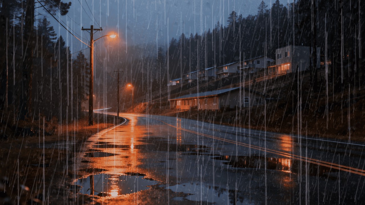 🌧️ Calming Rain Sounds for Sleep (NO THUNDER, NO ADS) - Driving Rain on Forest Road
