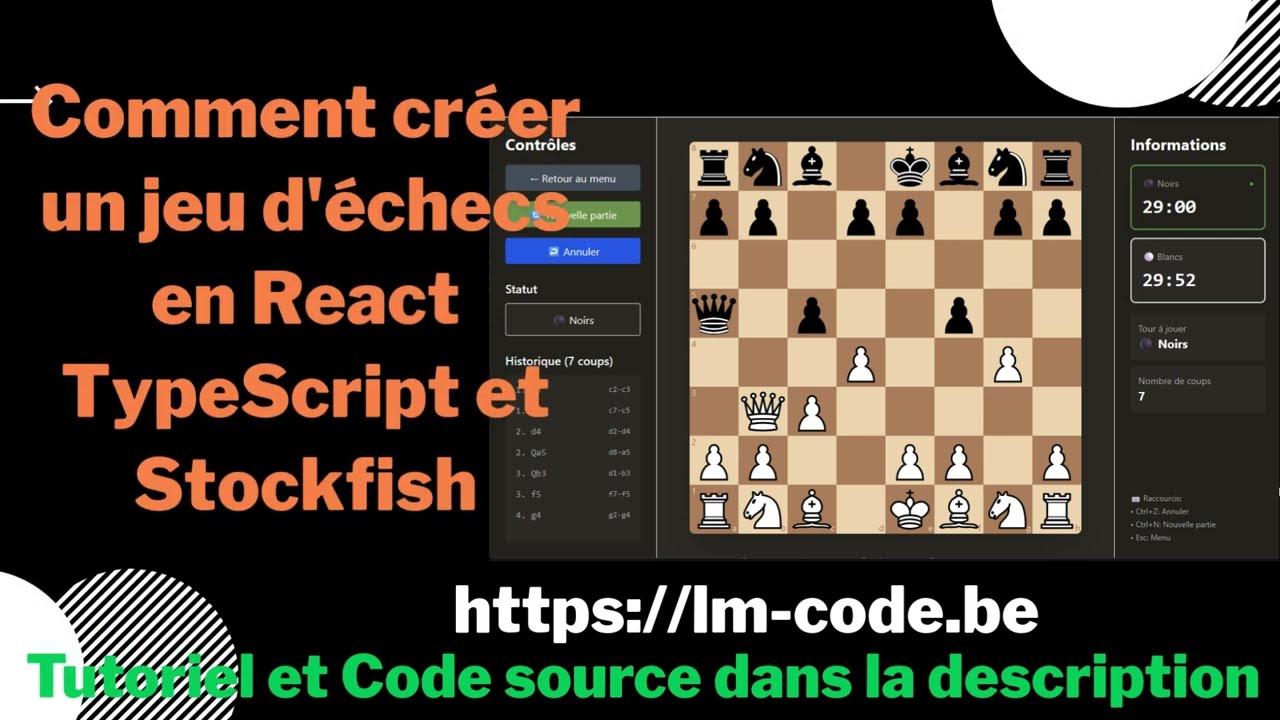 Jeu d’échecs React + TypeScript (IA + Chronomètre) — Démo, Tutorial + Code Source