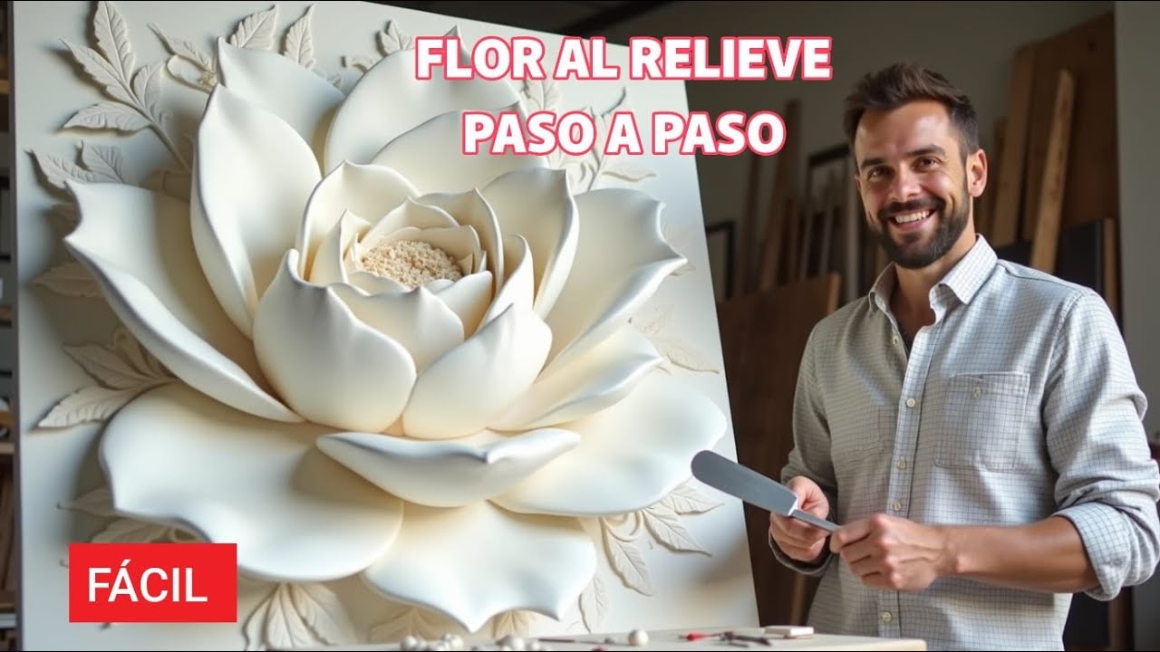 Cómo Hacer una Flor en Alto Relieve con Estuco Yeso y Colbon | Paso a Paso Fácil