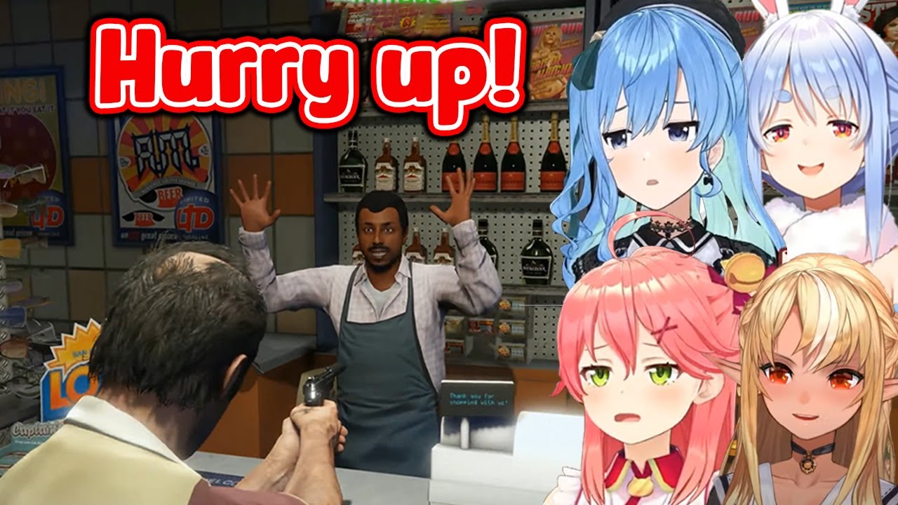 【Hololive】Наши девчонки пытаются ограбить магазины【GTA V】