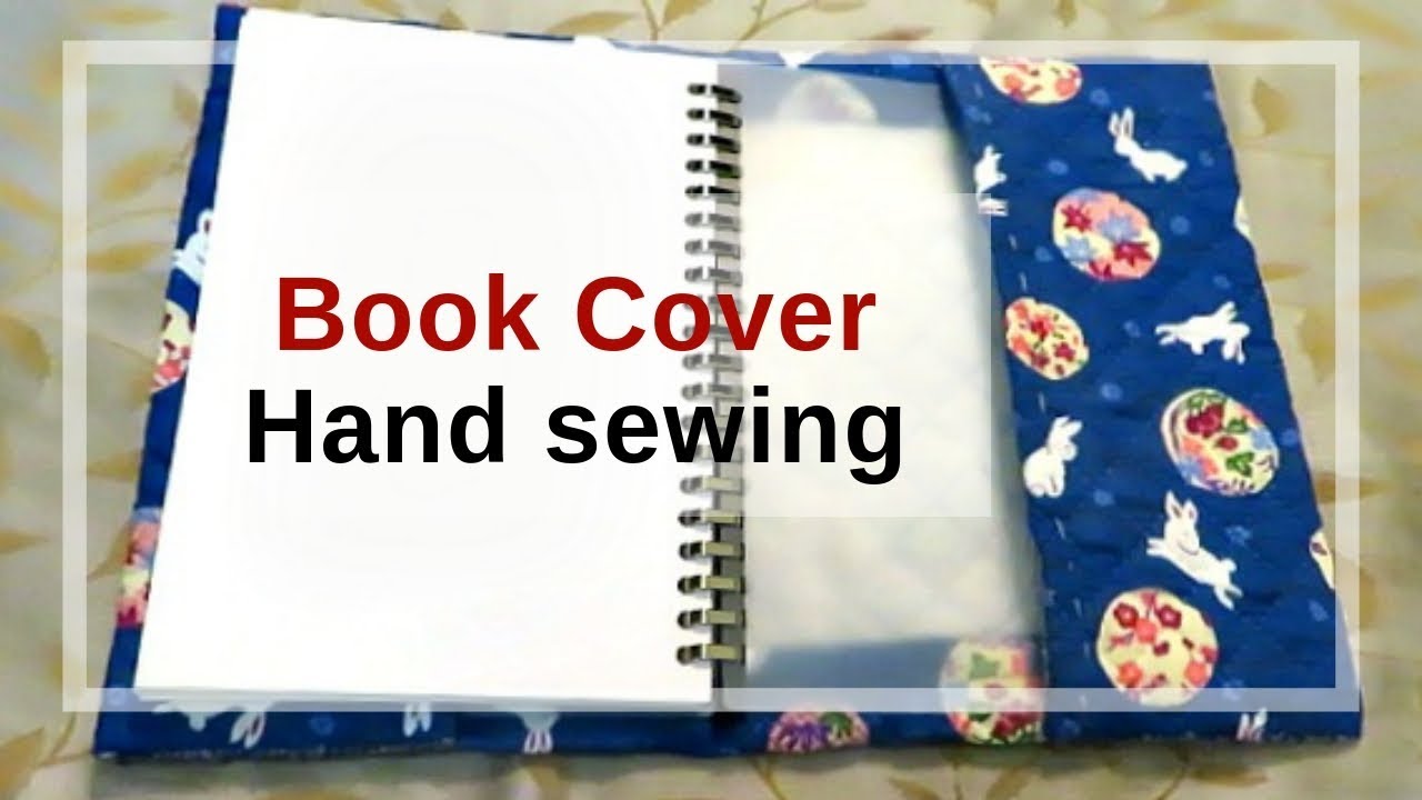 Hand sewing a fabric book cover or notebook jacket