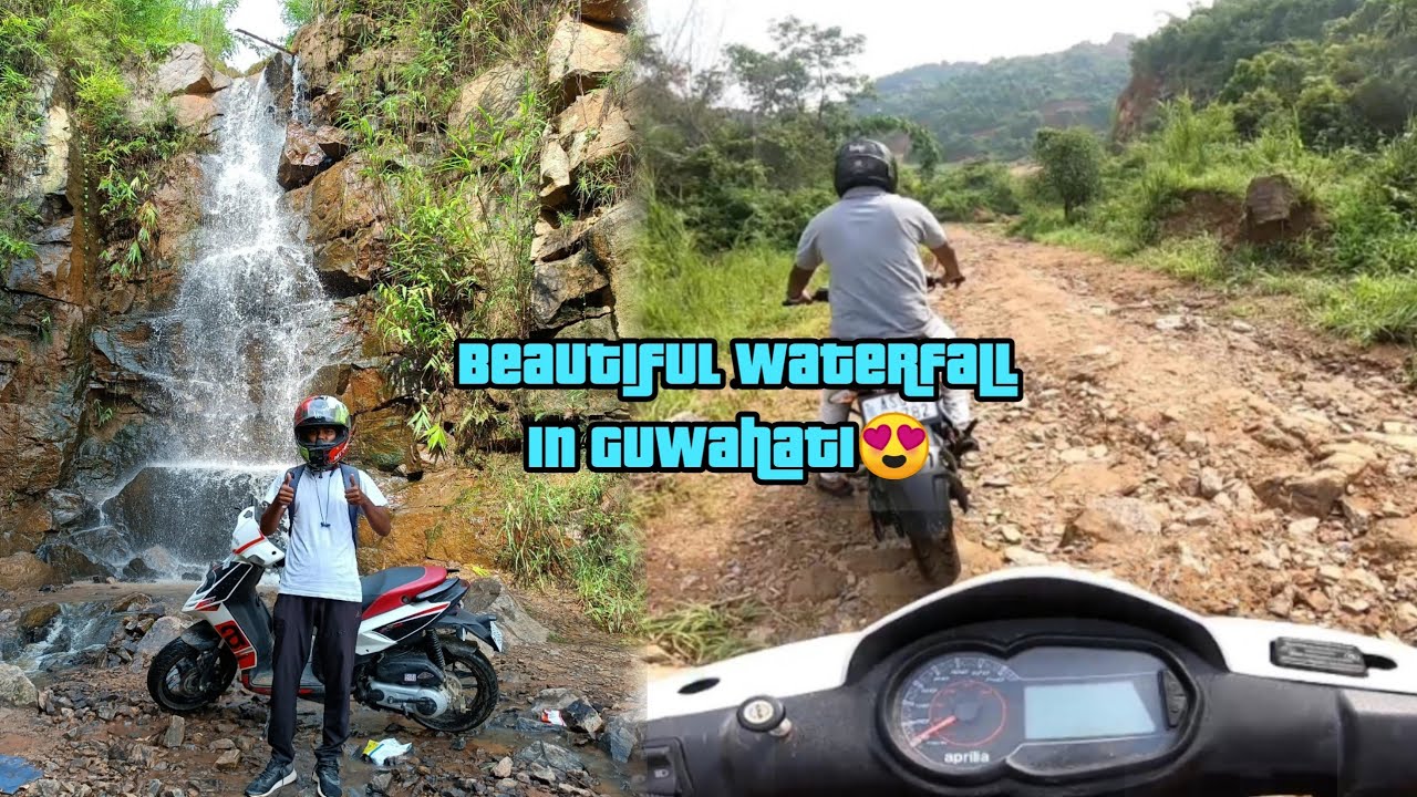 Beautiful waterfall in Guwahati 😍 Dangerous off road with aprilia SR 160🔥