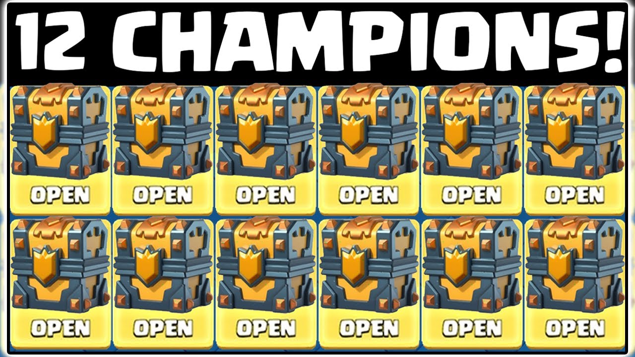 12 CHAMPION CHEST OPENING | CLASH ROYALE | 12 CHAMPION CARDS!