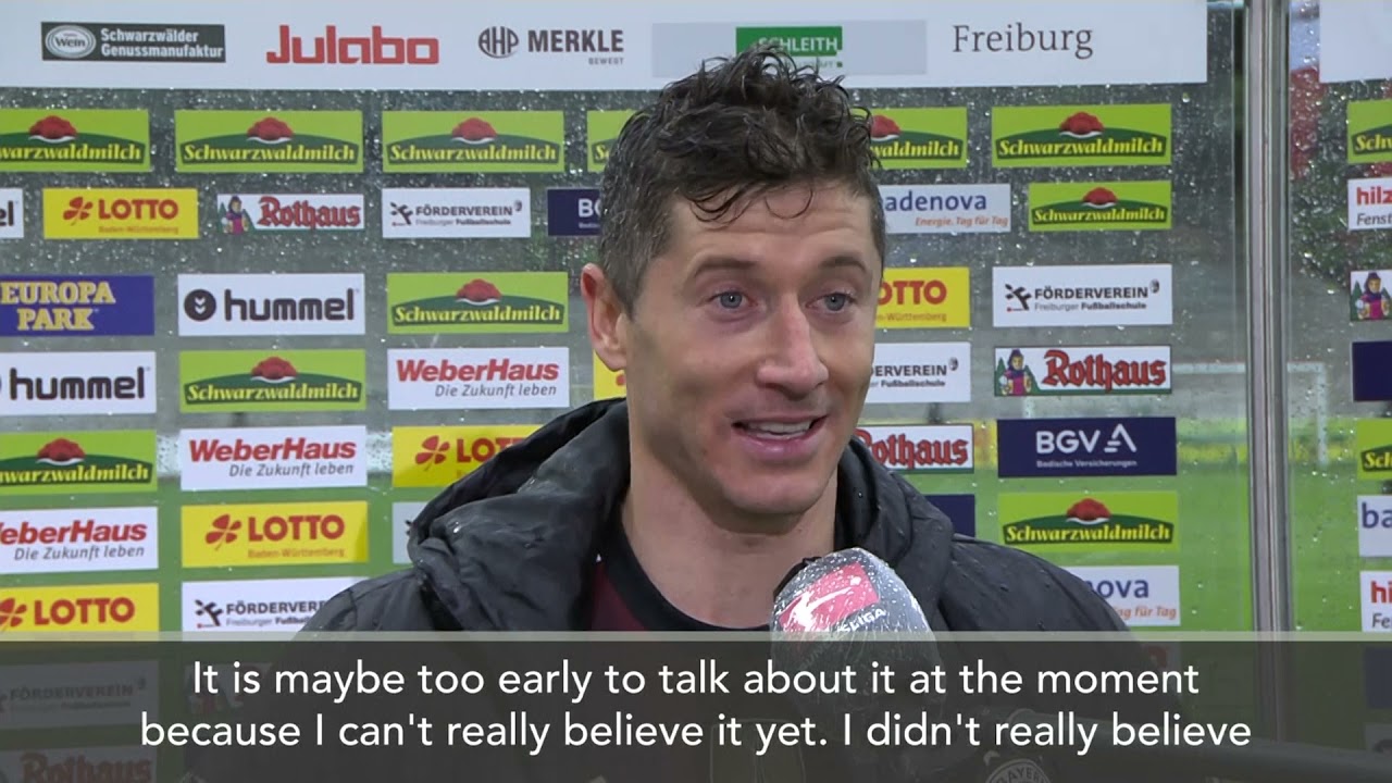 Soccer Lewandowski Reaction | Lewandowski after equalling Gerd Muller's record