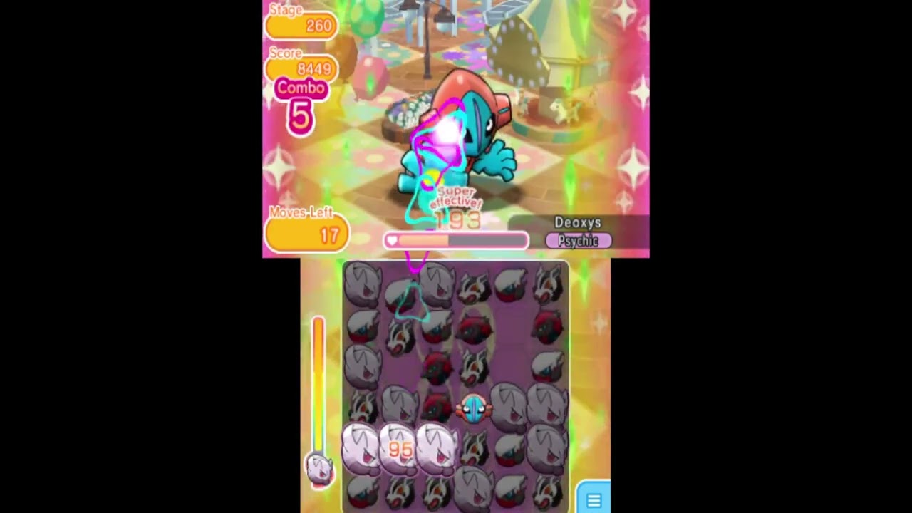 Pokemon Shuffle - Main Stage 260 Deoxys (Normal Form) - ITEMLESS S Rank - How to use Darkrai