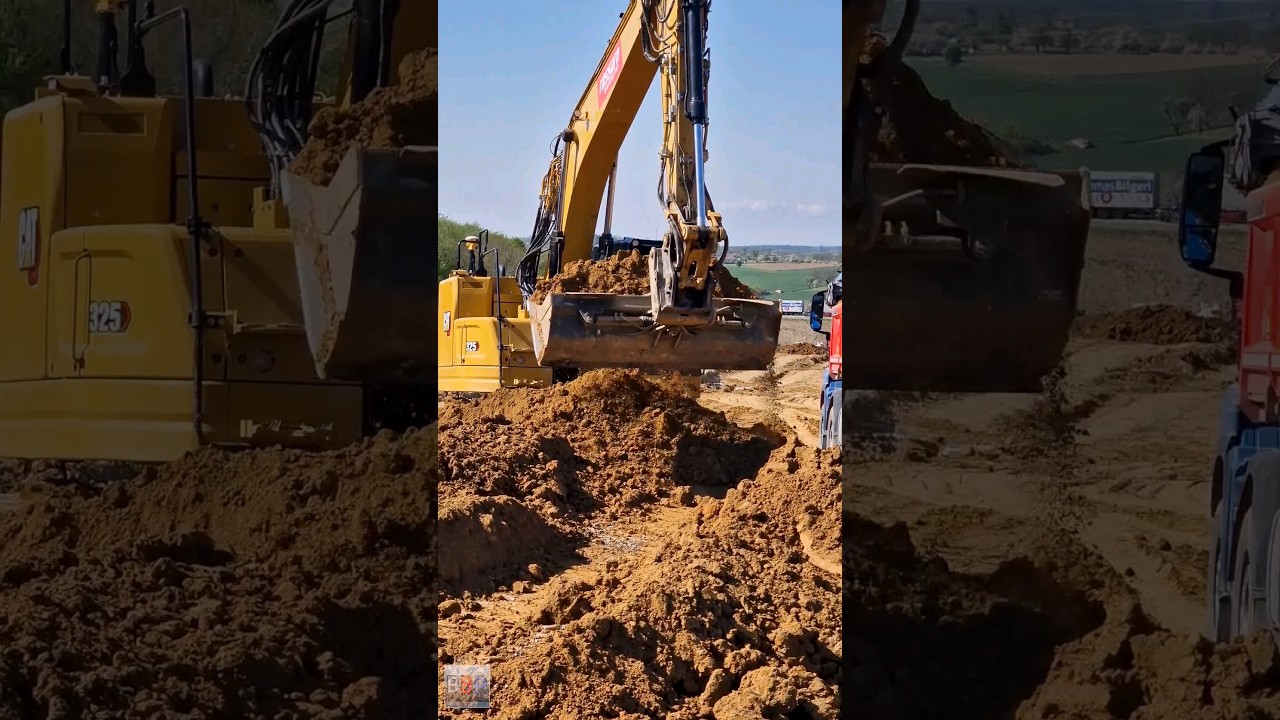 CAT 325 Loads a MAN Dump Truck, 2024.  #excavator #caterpillar