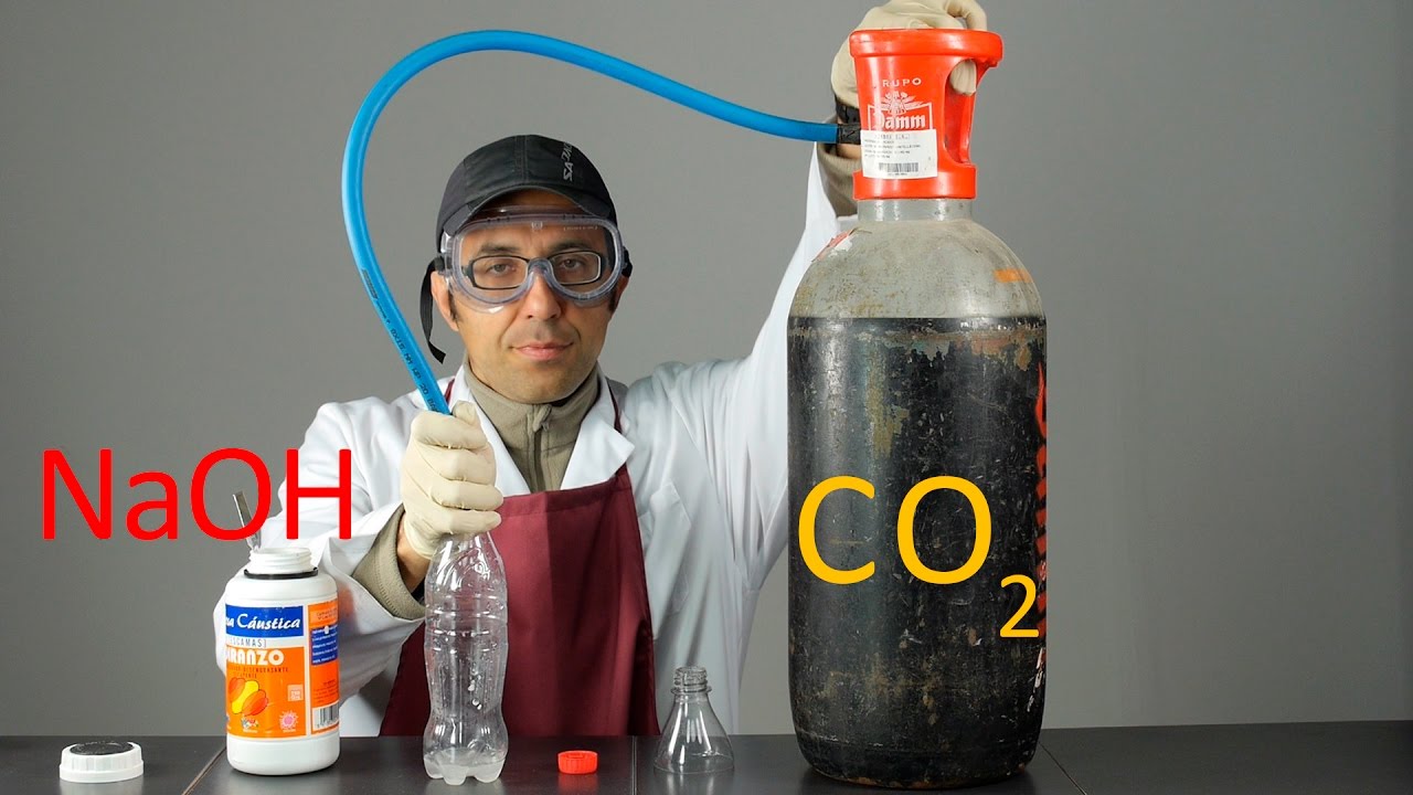 Captura de  CO2 con Sosa Cáustica (NaOH). Experimento de Química.