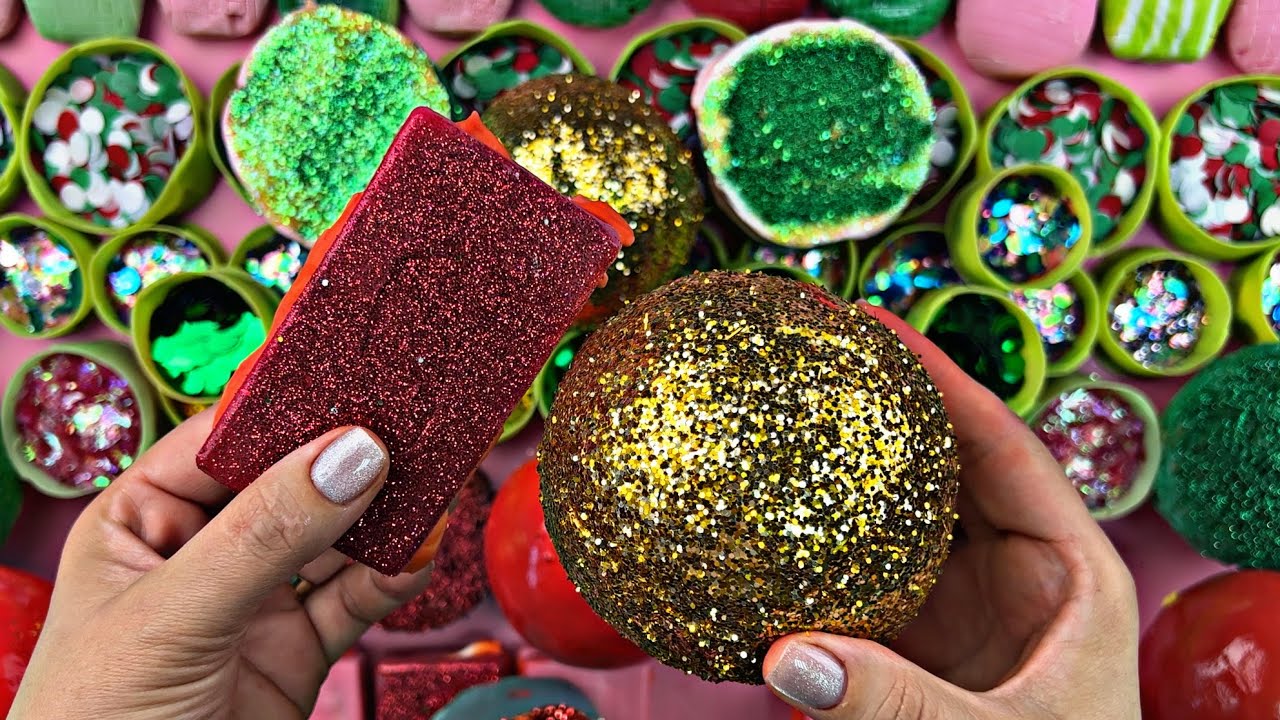 Clay cracking💚soap boxes with glitter💚ASMR soap cubes 💚