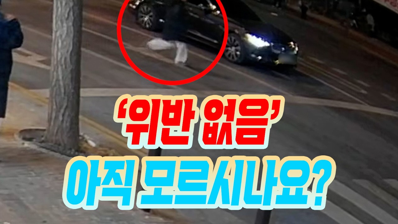 26593회. 횡단보도 신호 대기하다가 녹색 불로 바뀌어서 출발하려는 찰나! 뒤쪽에서 뛰어 들어와 차에 부딪힌 사람