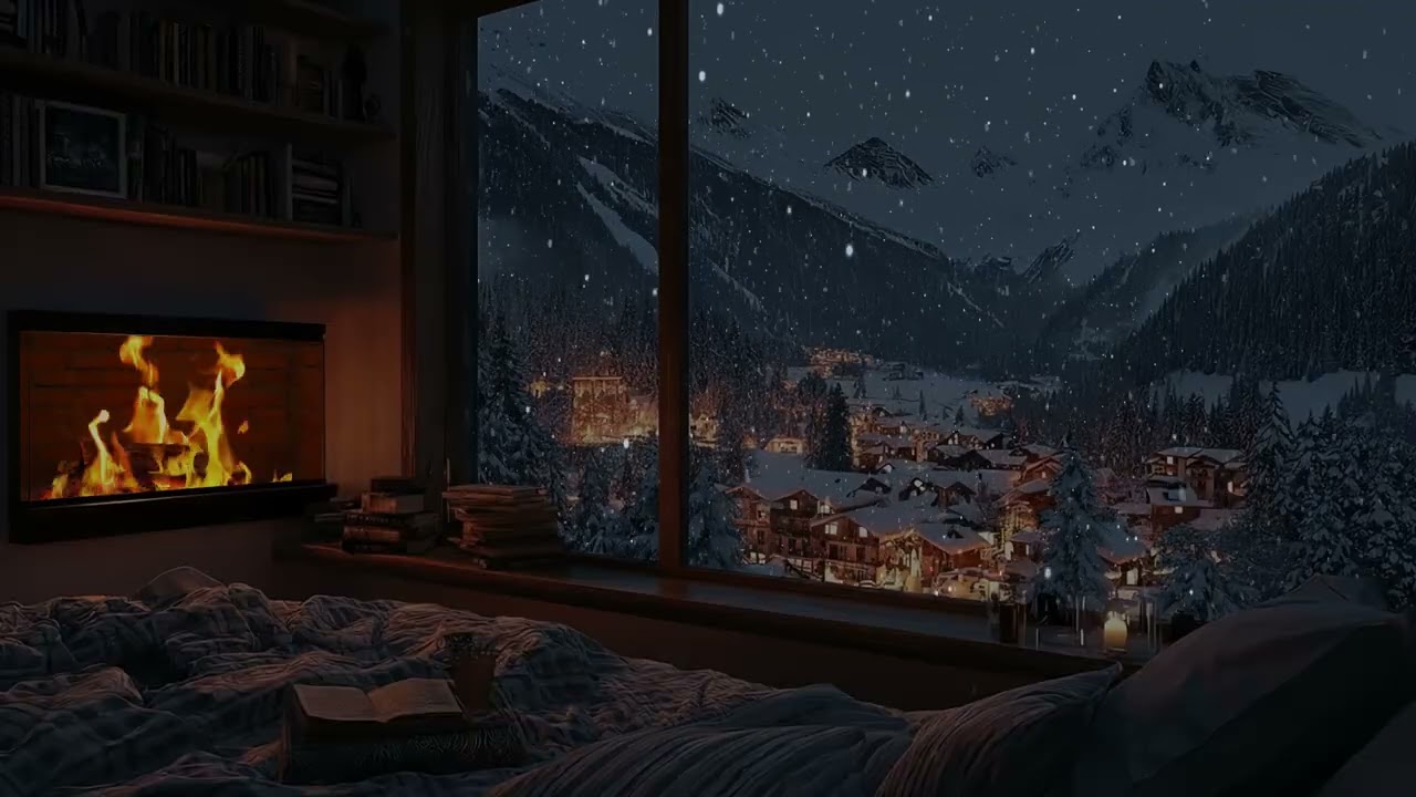 Peaceful Christmas Night Snow 2025 | Gentle Winter Ambience with Holiday Warmth for Sleep & Study