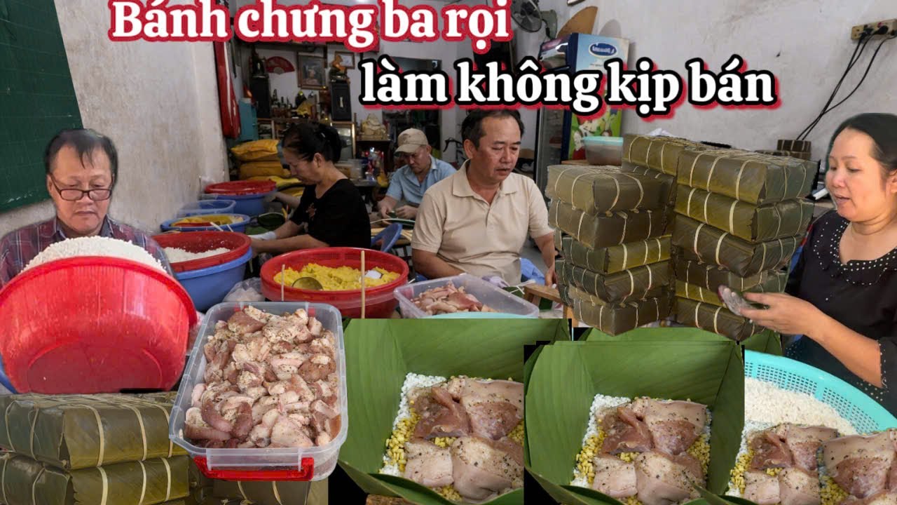 Lò bánh chưng nhân ba rọi vị chuẩn ở Sài Gòn tăng tốc làm suốt ngày đêm dịp Tết I meanmechoi