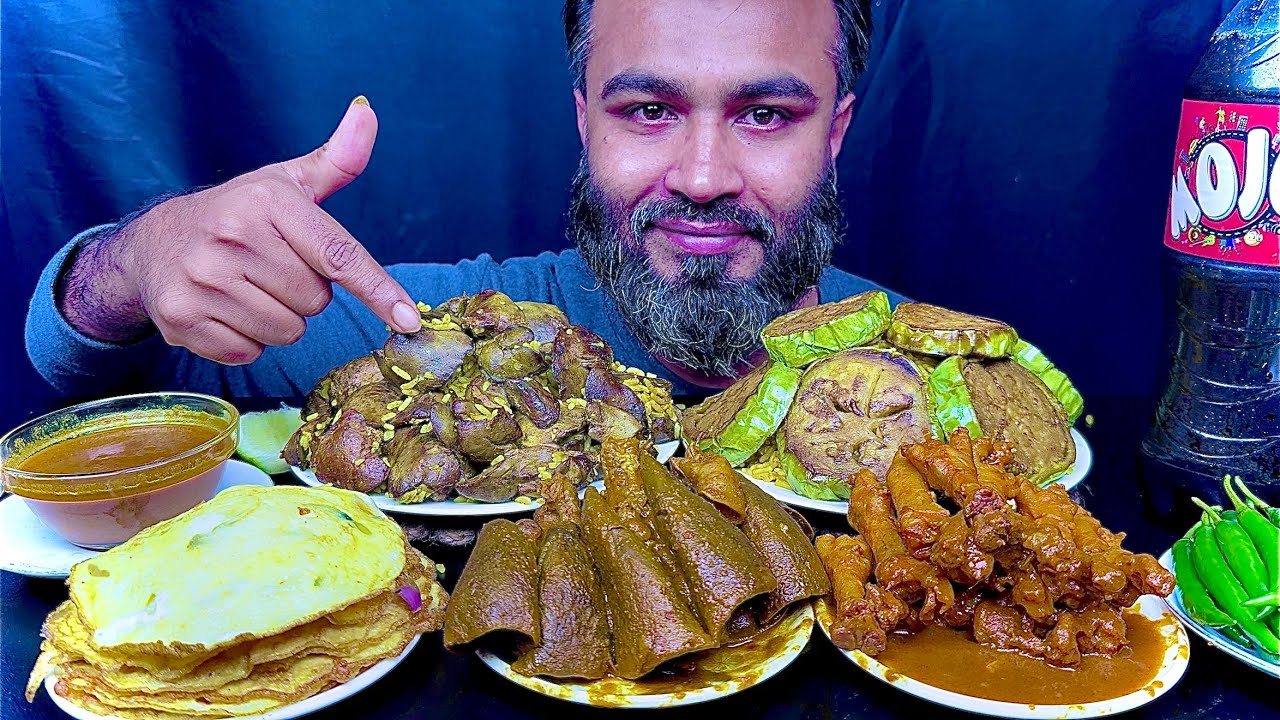 Asmr Eating Spicy Chicken Liver Biriyani Brinjal Mutton Lungs Curry Chicken Feet Egg Omelette Eating