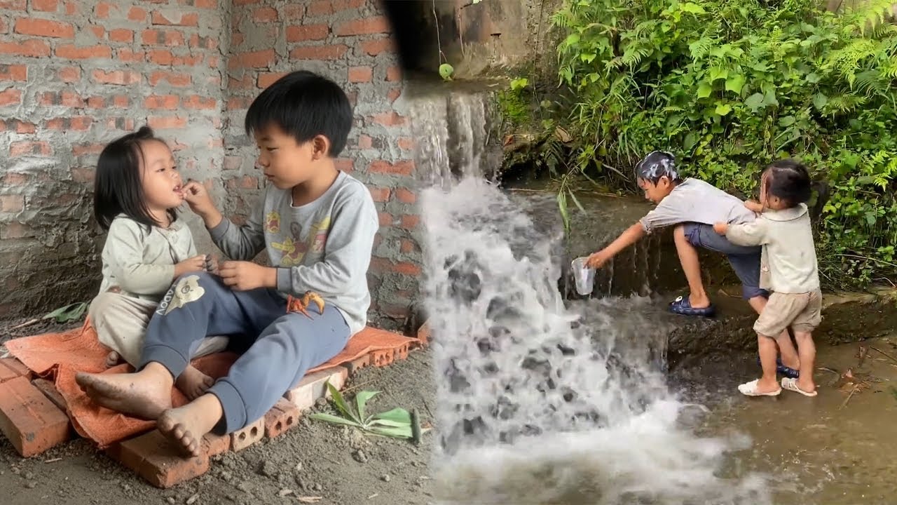 The two ORPHANED CHILDREN picked wild fruits and collected plastic bottles to trade for food.