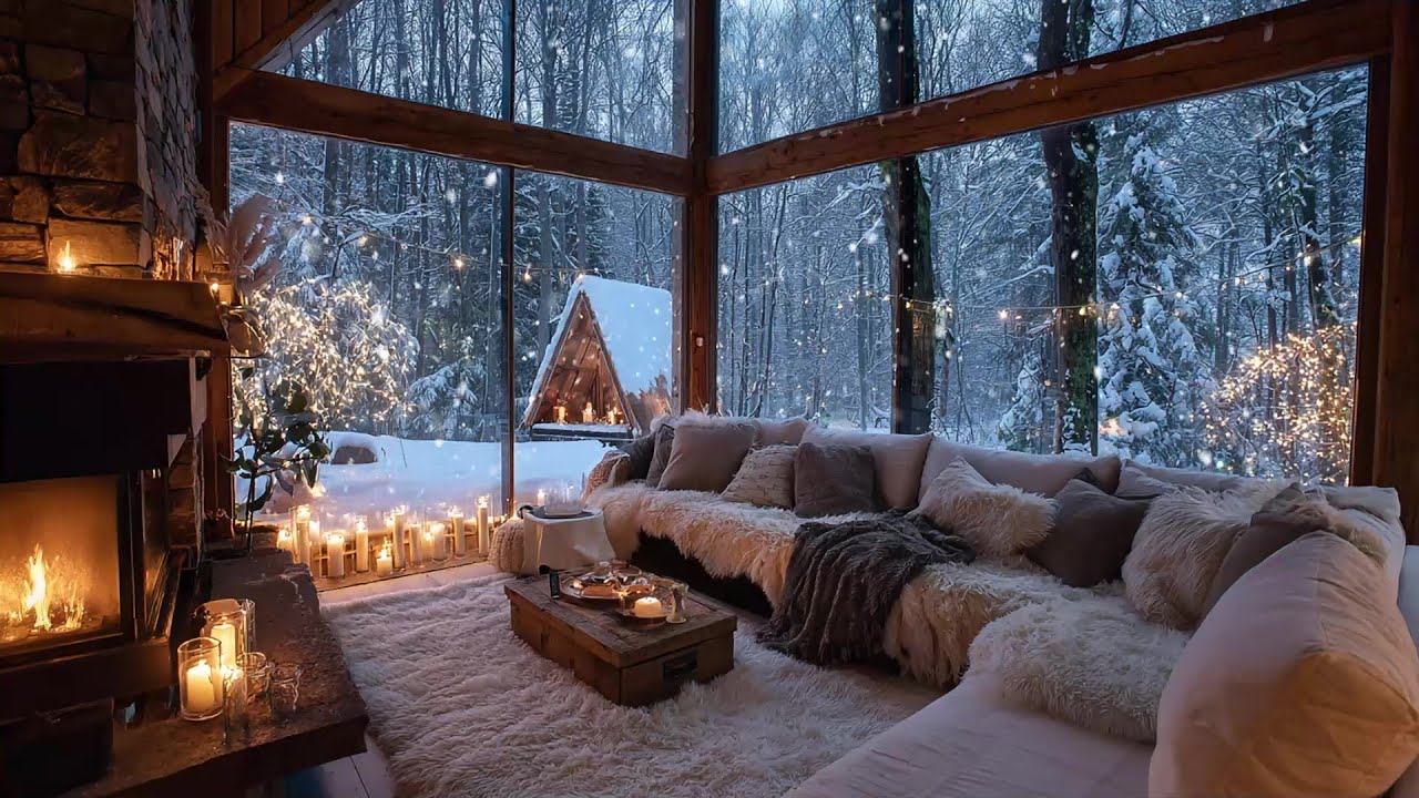 Winter Piano Melodies, Blended With The Gentle Warmth Of A Crackling Fire In The Fireplace