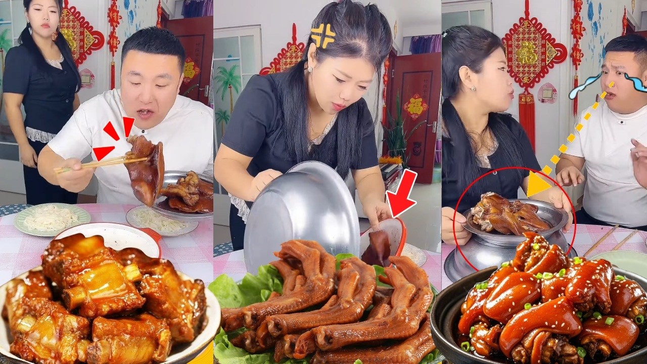 蠢老公藏起猪耳朵还放空盘子整蛊我，我将计就计调换位置，最后掀开后两大块猪耳朵都归我了老公吓懵了
