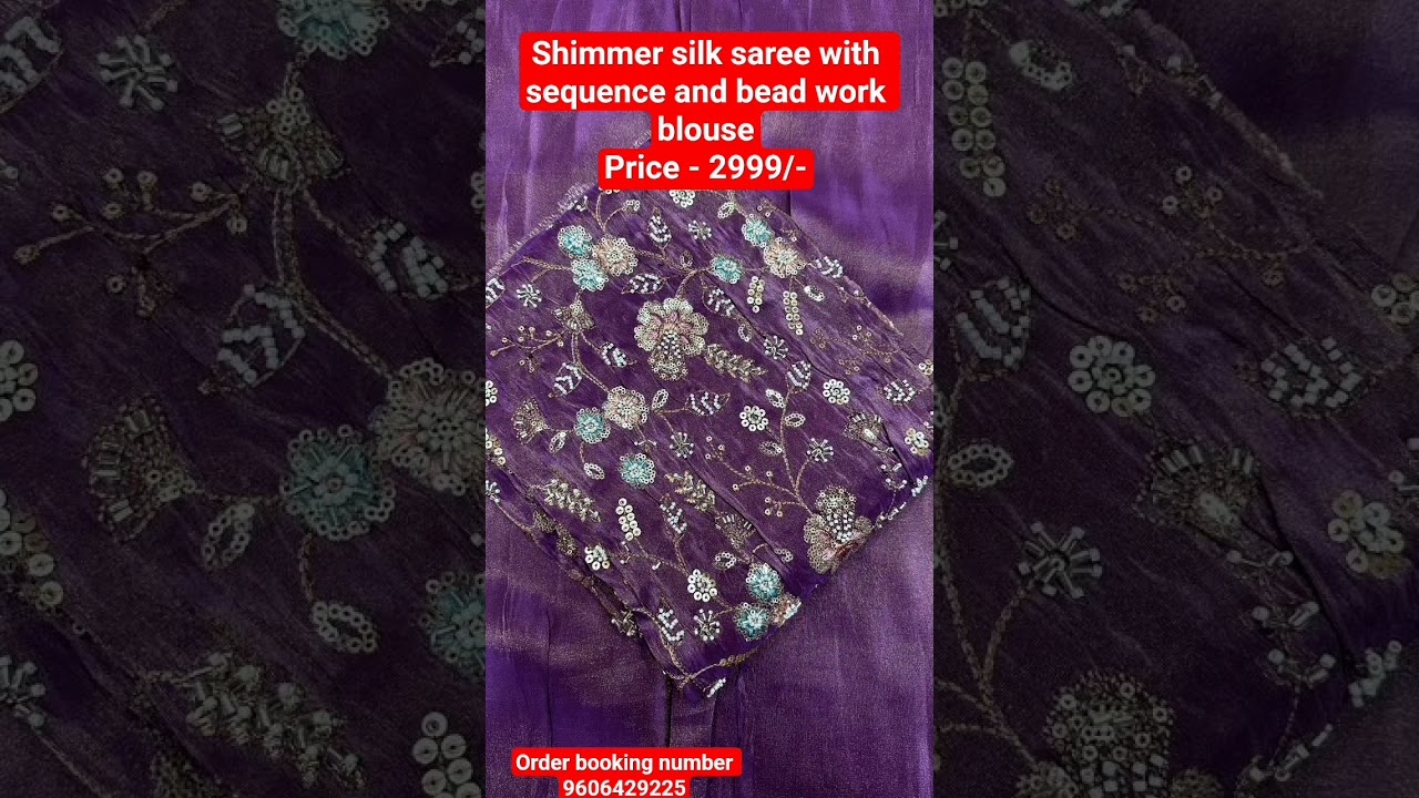 Shimmer silk saree with sequence and bead work @deepanjalifashionscreation9502