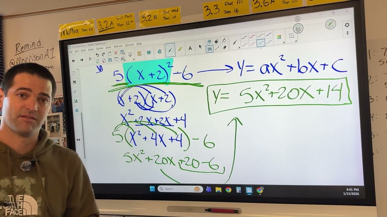 Algebra 1: Vertex Form of a Quadratic Equation