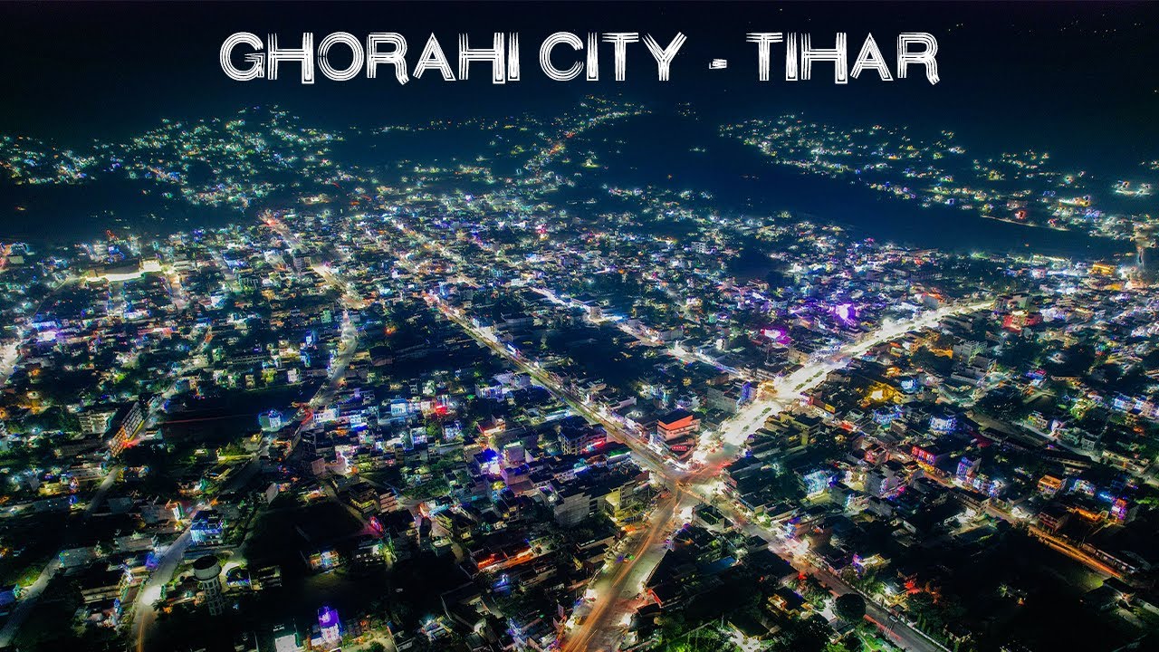 GHORAHI CITY DURING THE FESTIVAL OF LIGHTS  - TIHAR  | DJI AIR 2 S | 4K - HIRO BRO