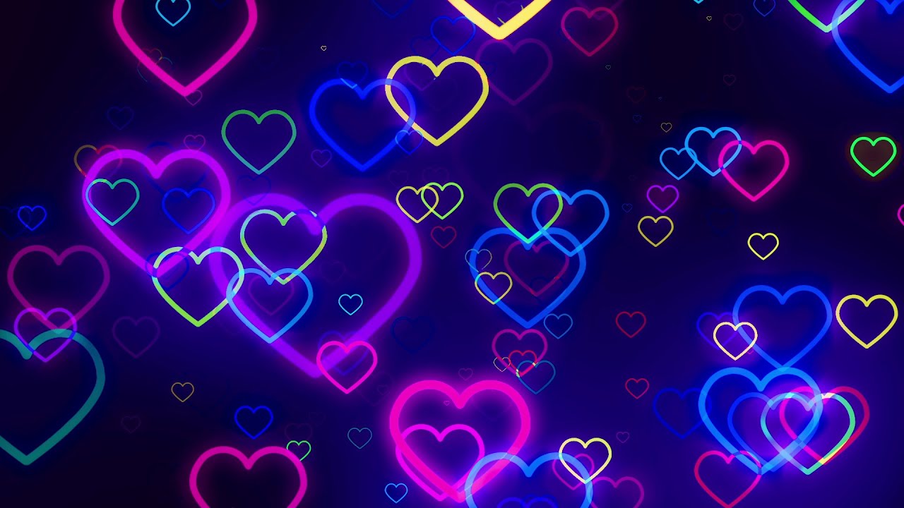 Neon Hearts Motion Background For Edits - Free Video Background Loops - No Copyright Loops