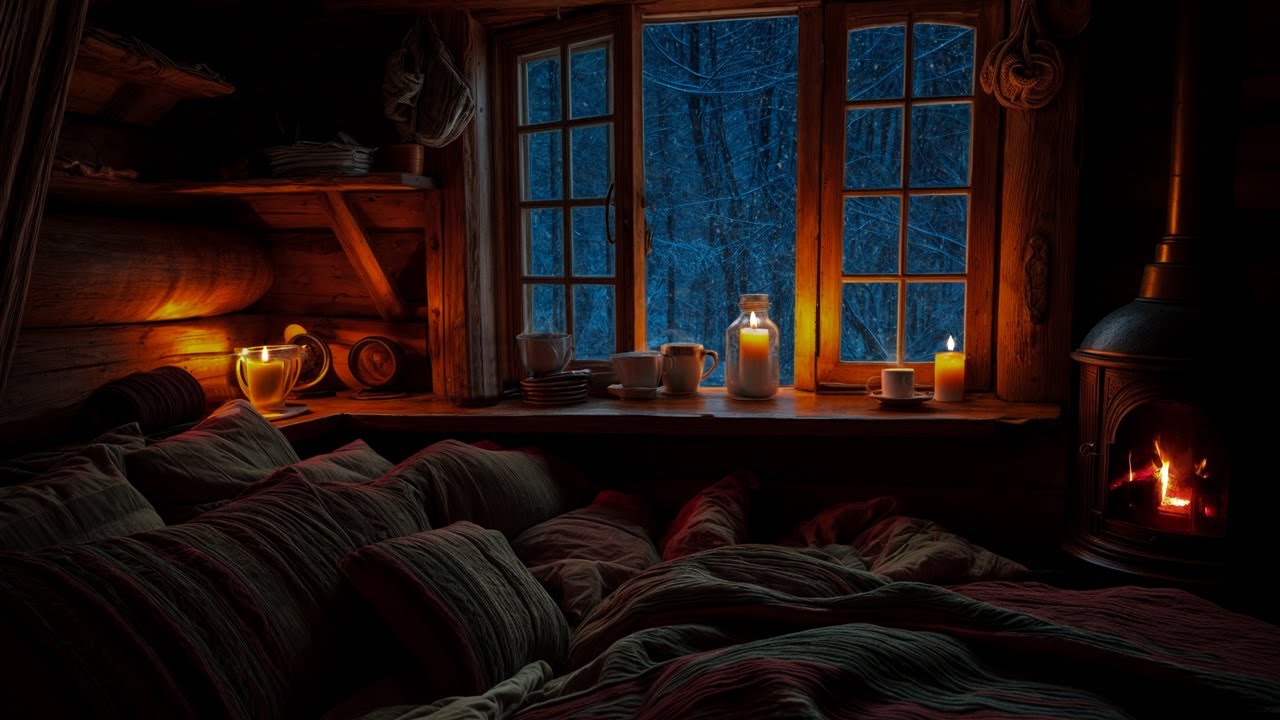 DEEP CALM on a Blizzard Night ❄️🔥 Fireplace Warmth & Bedroom Comfort | No Ads | 32H