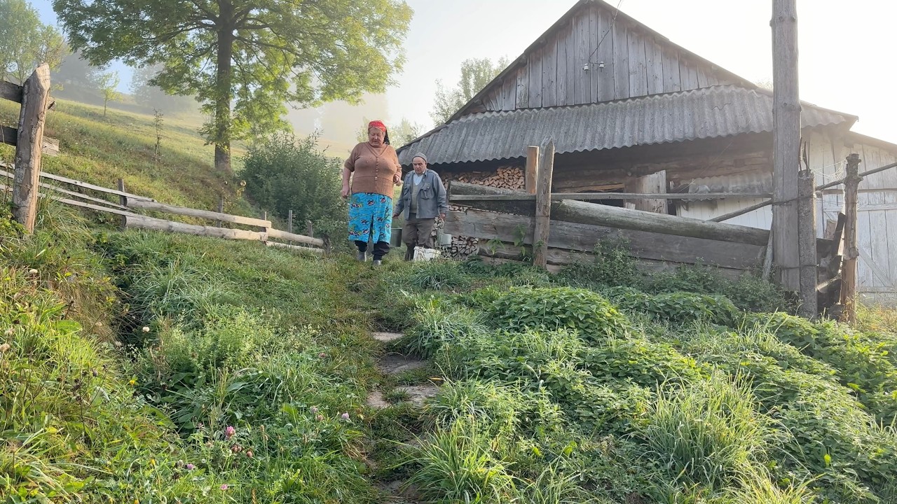 An Elderly Couple&rsquo;s Day in the Carpathians | Farm Chores & Homemade Food
