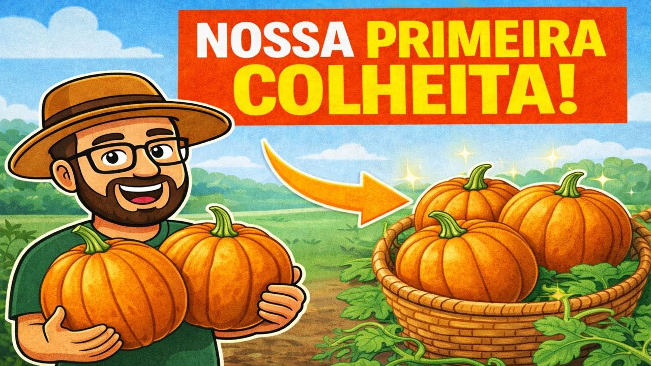 🎃 Foram só 3… mas é a nossa PRIMEIRA COLHEITA na chácara 😱🌱 #018