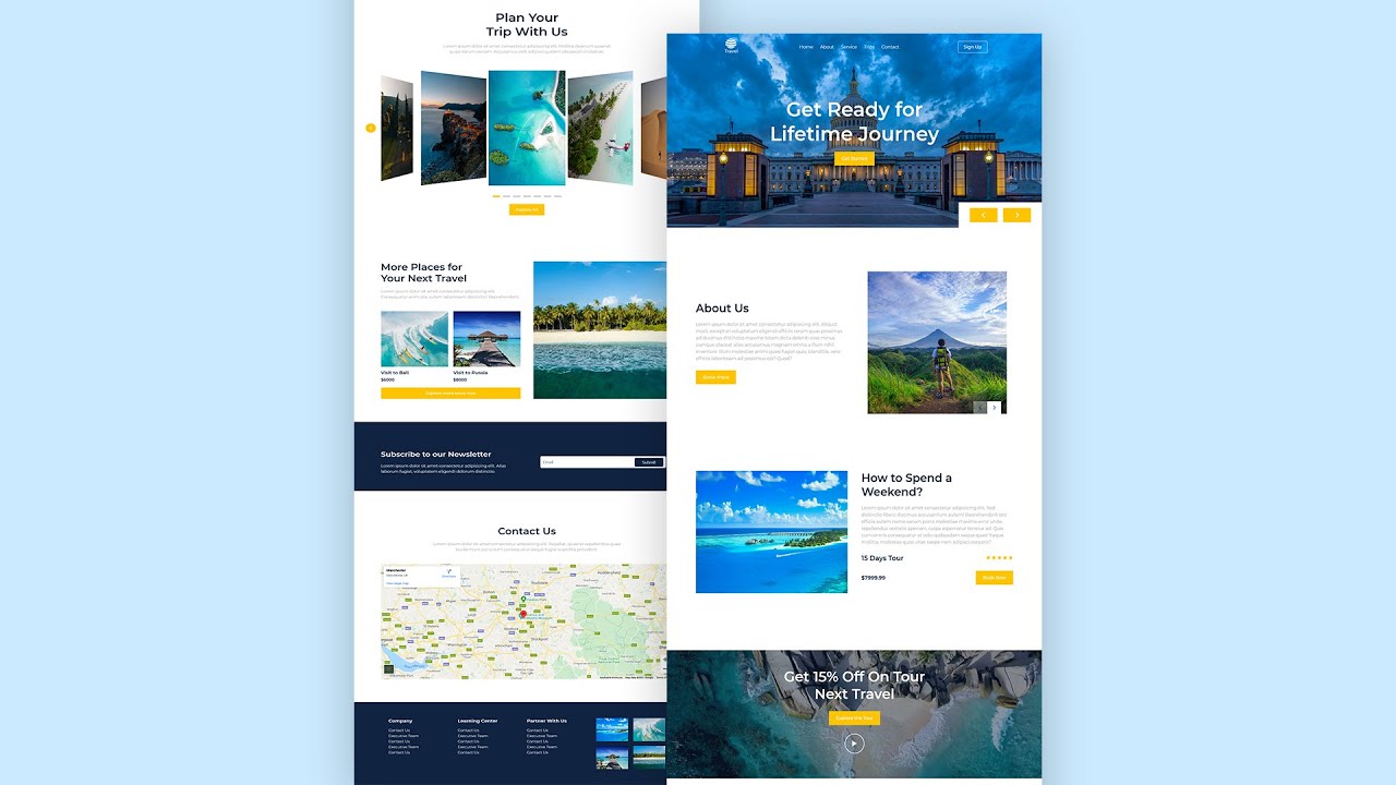Create Animated Travel Website HTML, CSS and JavaScript