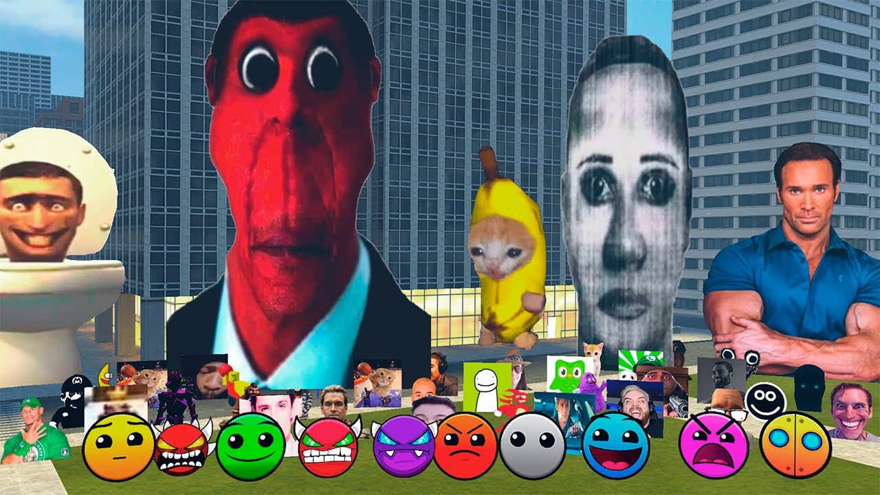 Big Red Obuna Nico's, Yoshie, Selena Delago Lobotomy Geometry Dash Emojis in Gmod!