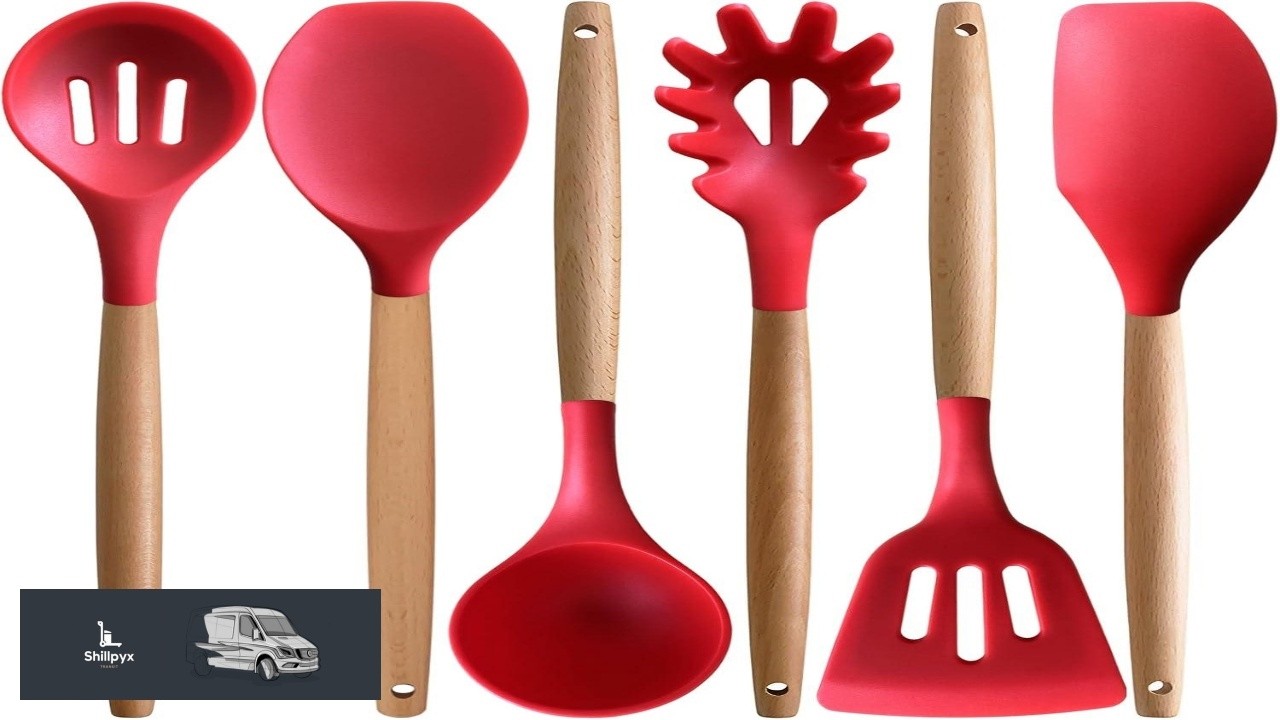 Kitchen Cooking Utensils Set 6Pcs Heat Resistant Silicone Kitchen Utensils Spatula Spoon