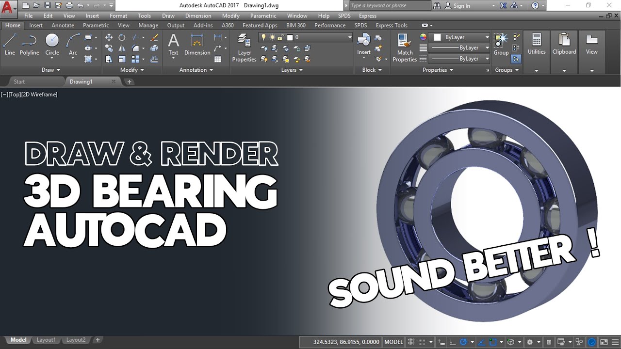 Cara Menggambar dan Render 3D Bearing di AutoCAD