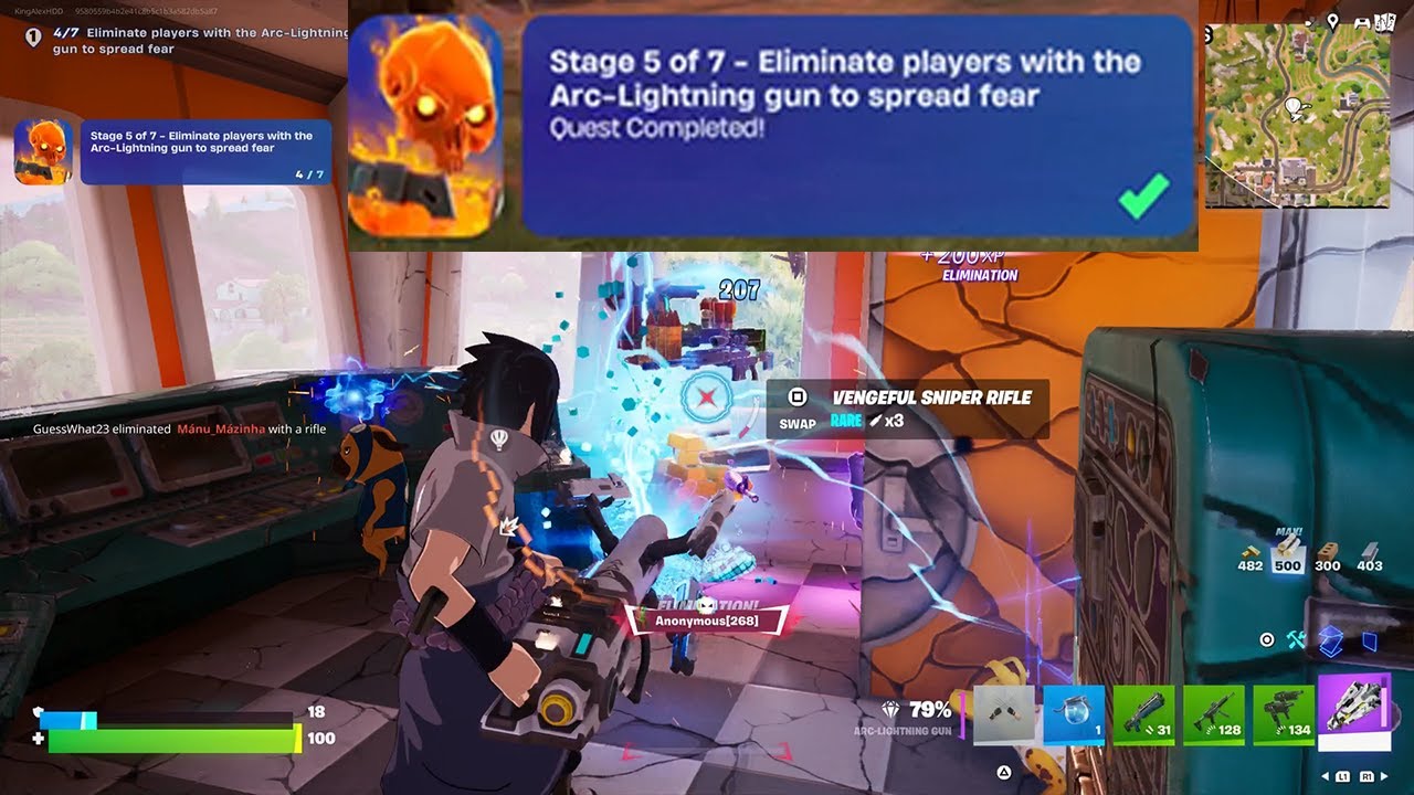 How to EASILY Eliminate players with the Arc-Lightning gun to spread fear Fortnite locations Quest