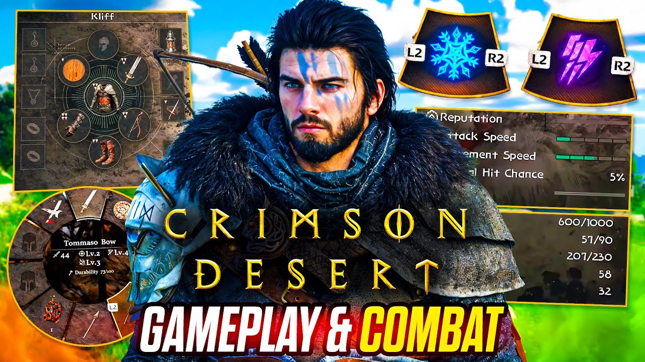 Crimson Desert - Gameplay & Combat Expliqués! (Armes, Combos, Enchantements)