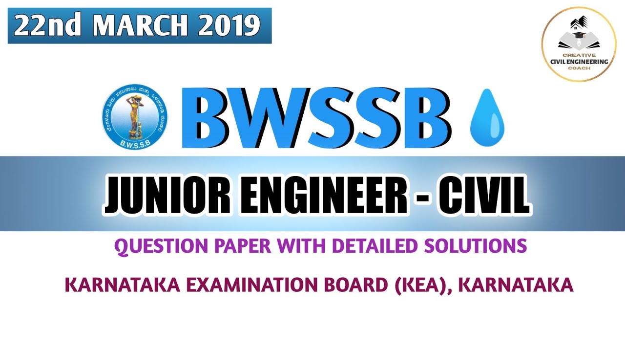 BWSSB Junior Engineer Civil Question Paper Solutions | BWSSB Recruitment 2019 |