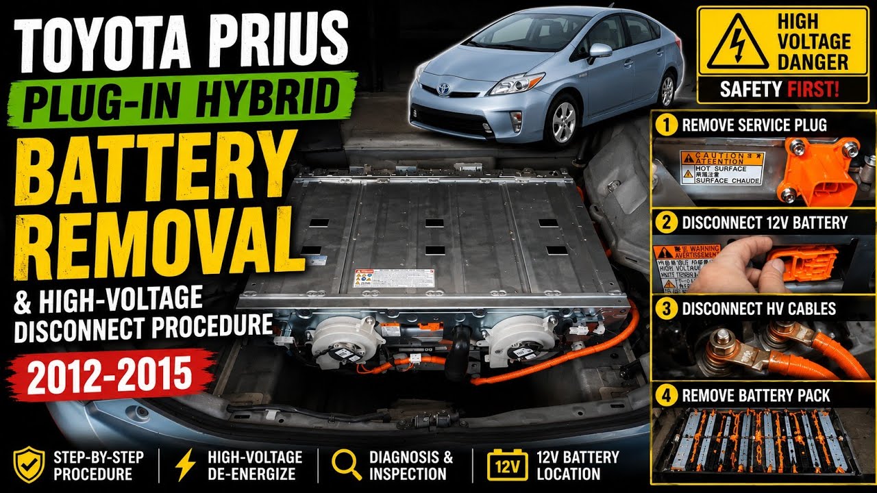 Снятие аккумуляторной батареи гибридного автомобиля Prius Plug-In 2012-2015