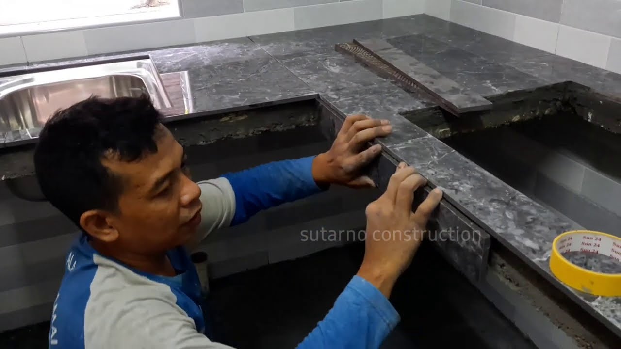 Cara membuat meja dapur/table top, yang ter mudah, renovasi rumah( part6)