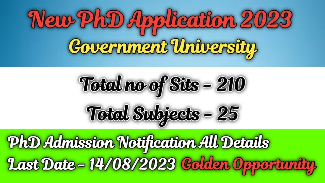 New phd admission 2023 // ongoing phd admission 2023 // Government University // New PhD Application