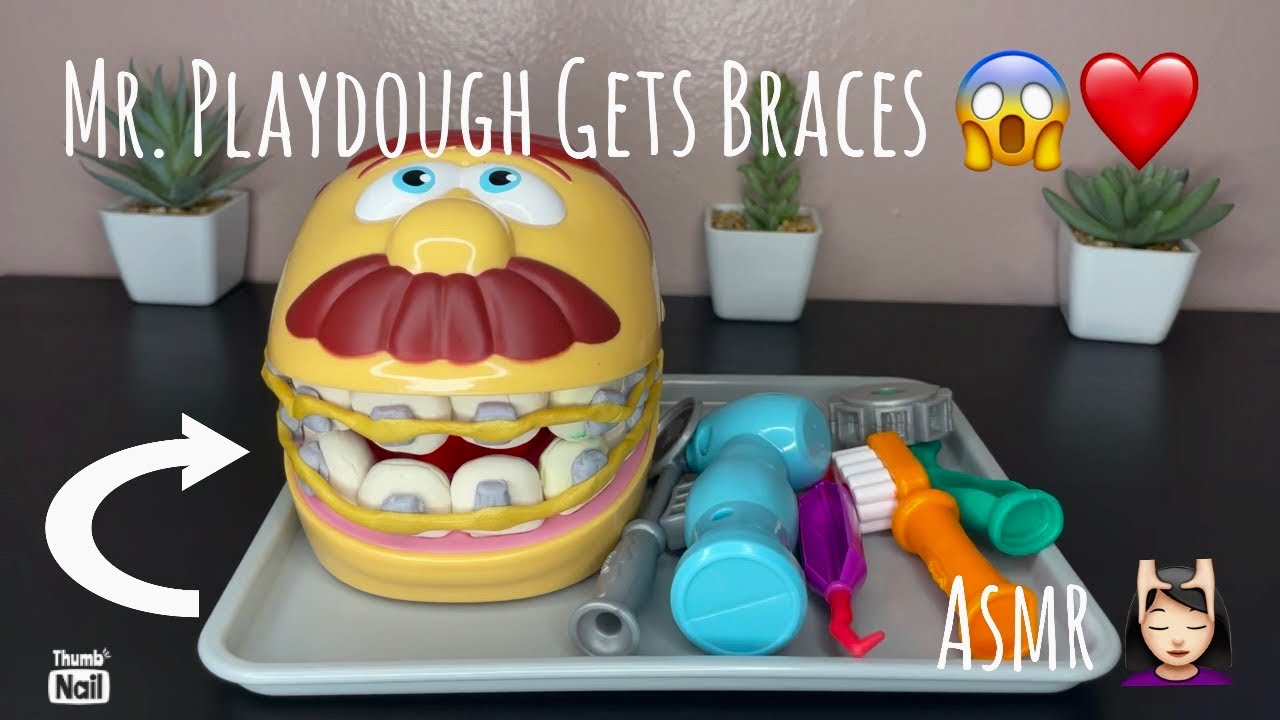 ASMR | Mr. Playdough getting braces + more | Playdough Dentist Kit