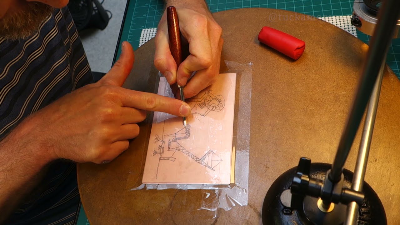 Transferring sketch to copper plate for printmaking